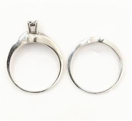 Sterling Silver 925 Diamond Wedding Swirl Ring Bridal Set Enhancer Size-7.25